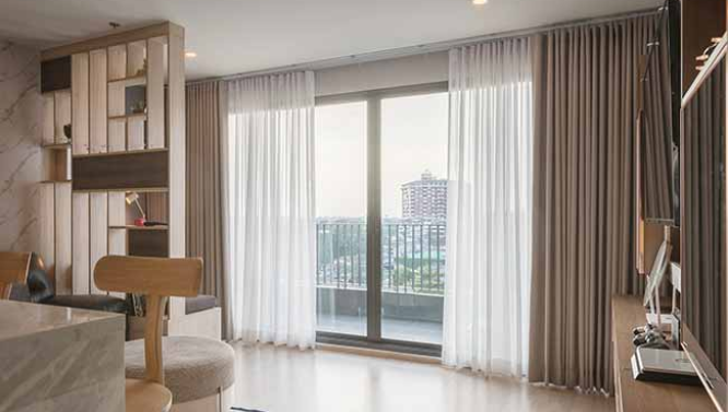 Thi công  rèm roman theo phong cách hiện đại – căn hộ cao cấp tại Bình Thạnh