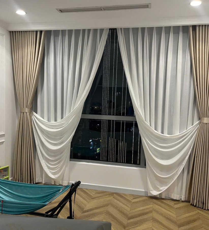 Rèm vải 2 lớp phong cách cổ điển hoàng gia