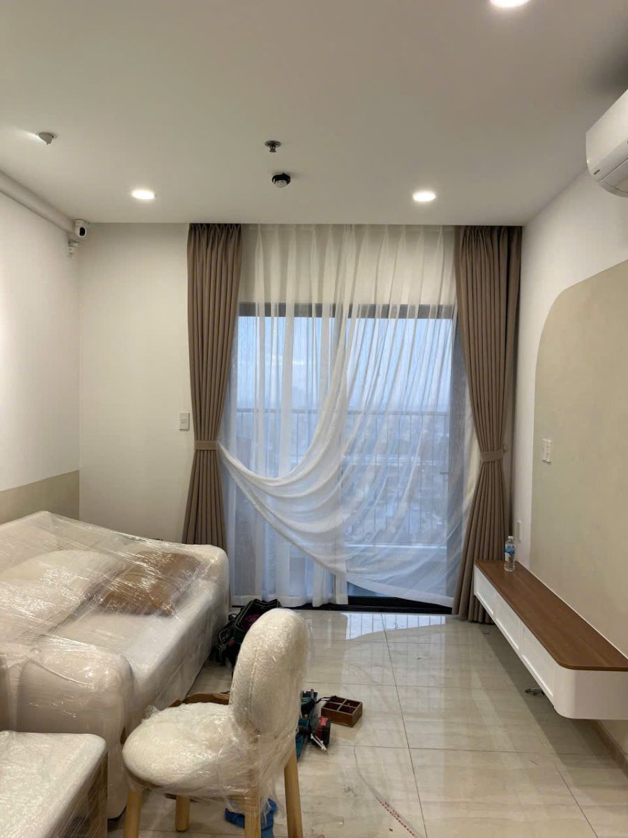 Lắp đặt rèm vải linen 2 lớp tại Quận 7
