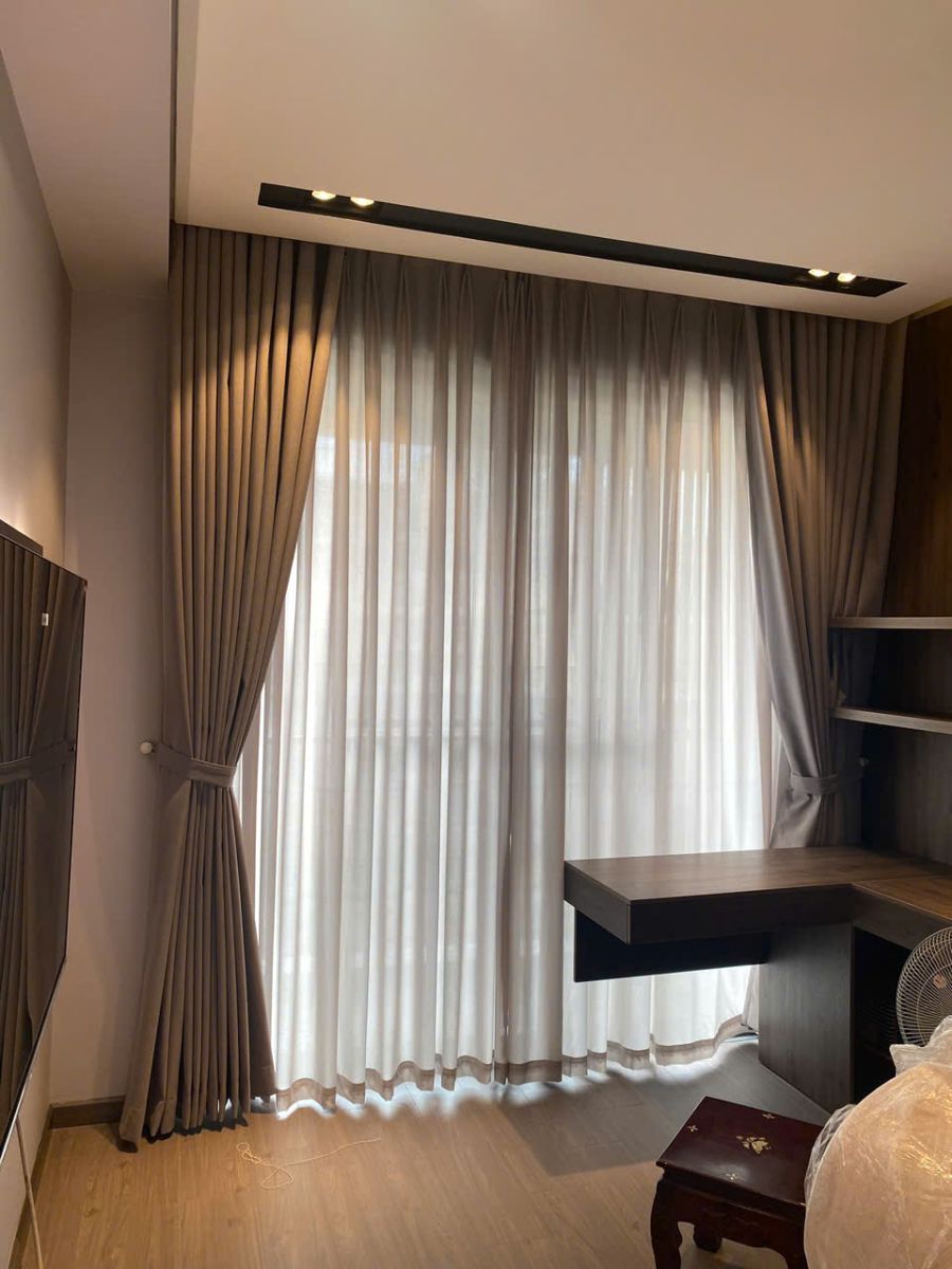 Làm rèm vải linen biệt thự Thảo Điền
