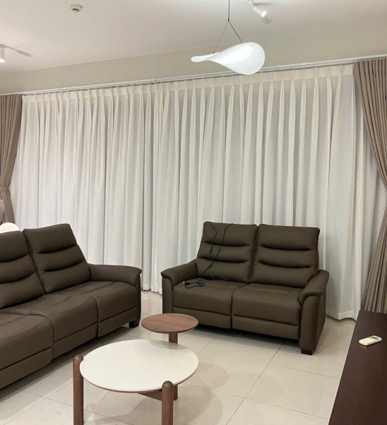 Rèm vải 2 lớp lớp voan thêu nghệ thuật