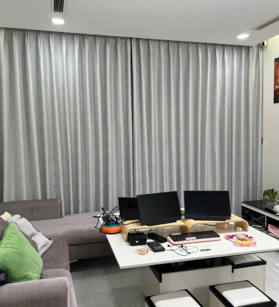 Rèm vải 1 lớp định vị bằng ray trượt nhôm